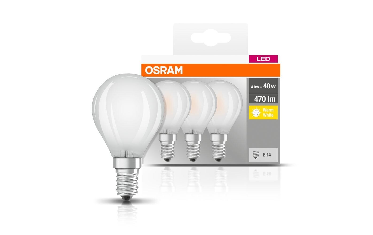 Lampe Base Retro, 4W, E14 Warmweiss, 3er BoxLED-Leuchtmittel