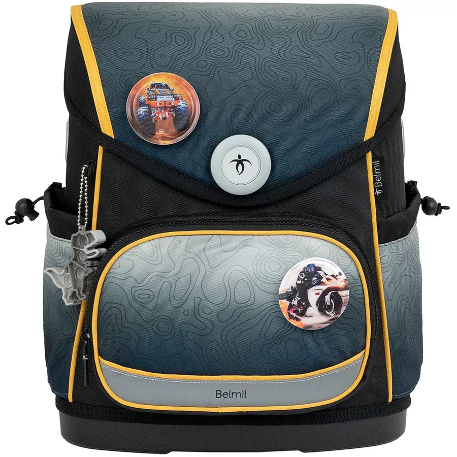 Belmil Schulranzen Premium Compact Plus Set 5-teilig Black Grey