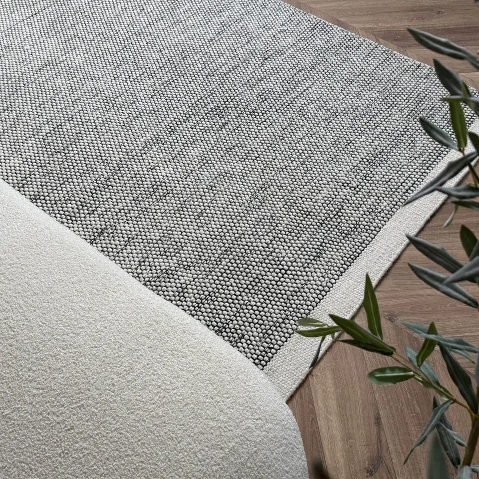 Interieur05 wollen vloerkleed Taff zwart/wit - 200 x 290 cm
