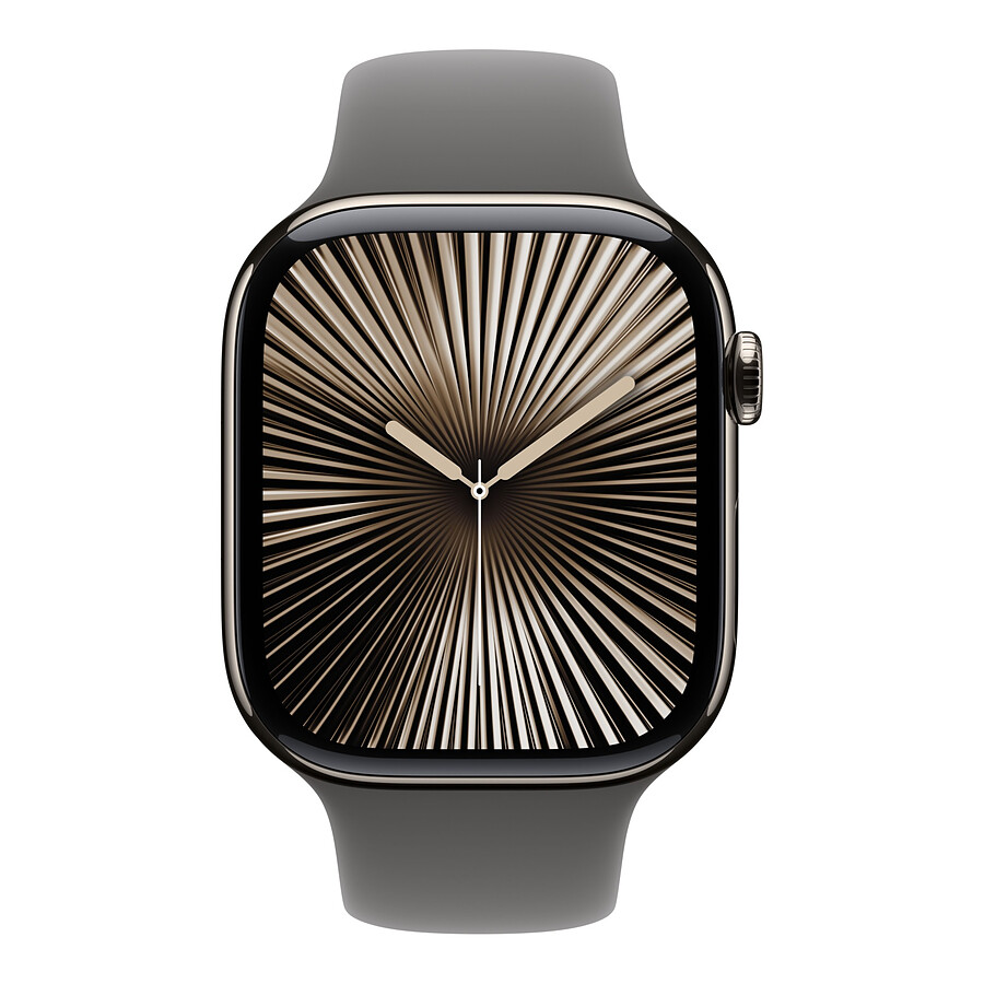 Apple Watch Series 10 GPS + Cellular - Titane Naturel - Bracelet Sport Gris Minéral - 46 mm - Taille M/L