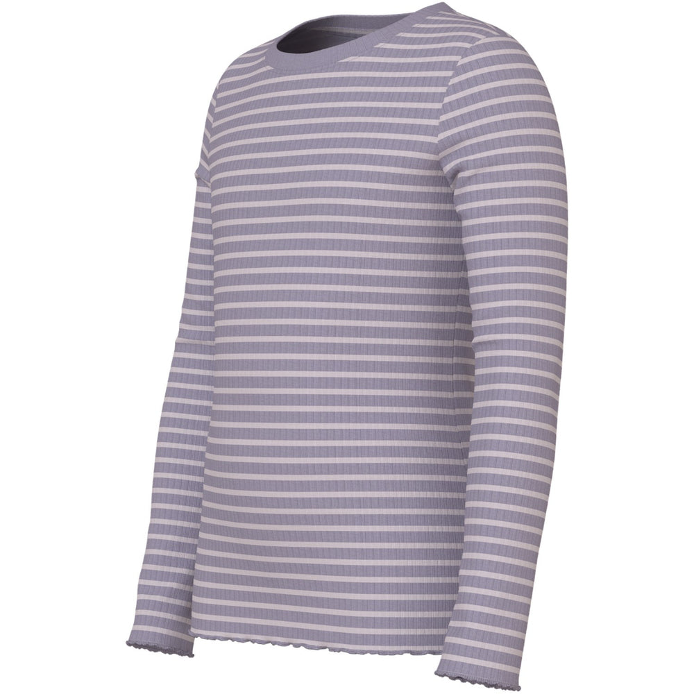 Køb Name It Lavender Gray Lilac Marble Stripe Nmfvemma Ls Slim Top
