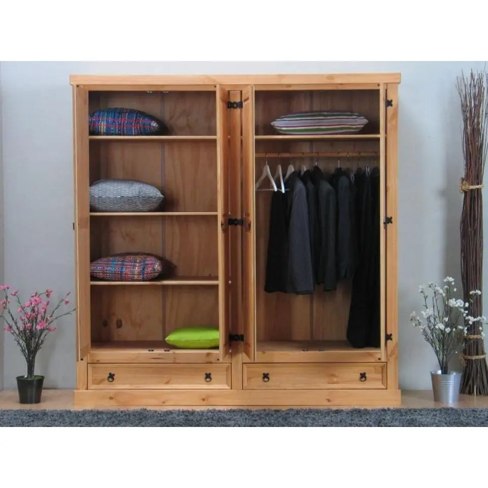 Hioshop New Mexico 4-deurs landelijke kledingkast 194cm breed