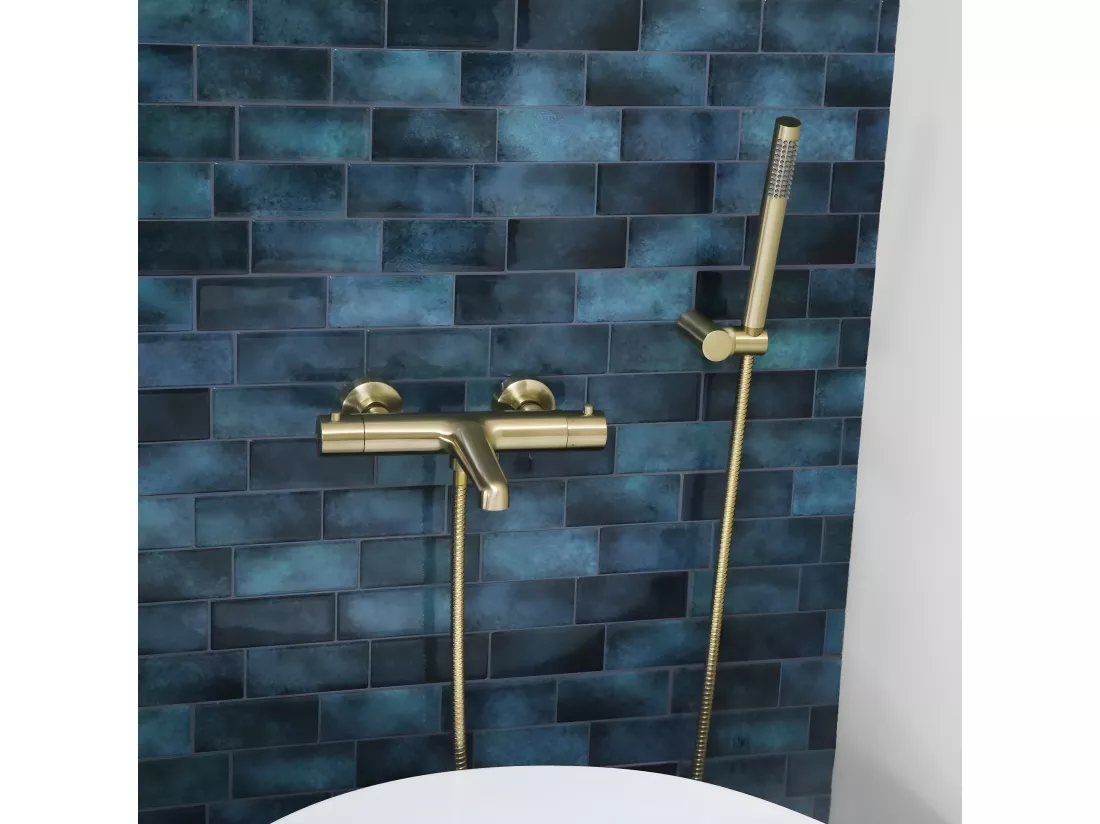Luisa combiné support de douche or brossé 3 pièces - Essebagno