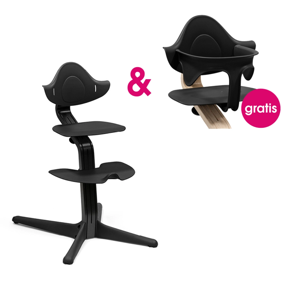STOKKE® Nomi® Hochstuhl Buche schwarz + gratis Baby Set schwarz