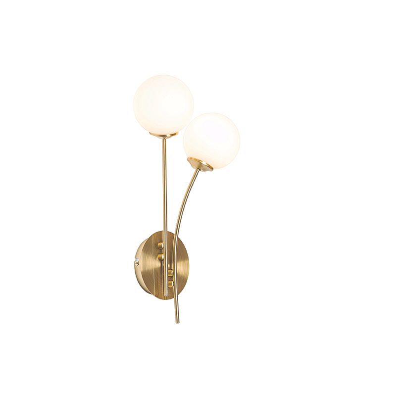 Moderne wandlamp goud met opaal glas 2-lichts  - Athens