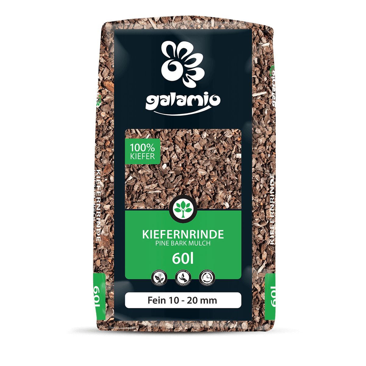 Galamio dennenschorsmulch, fijn, 60l x 26 zakken, 1560l pallet