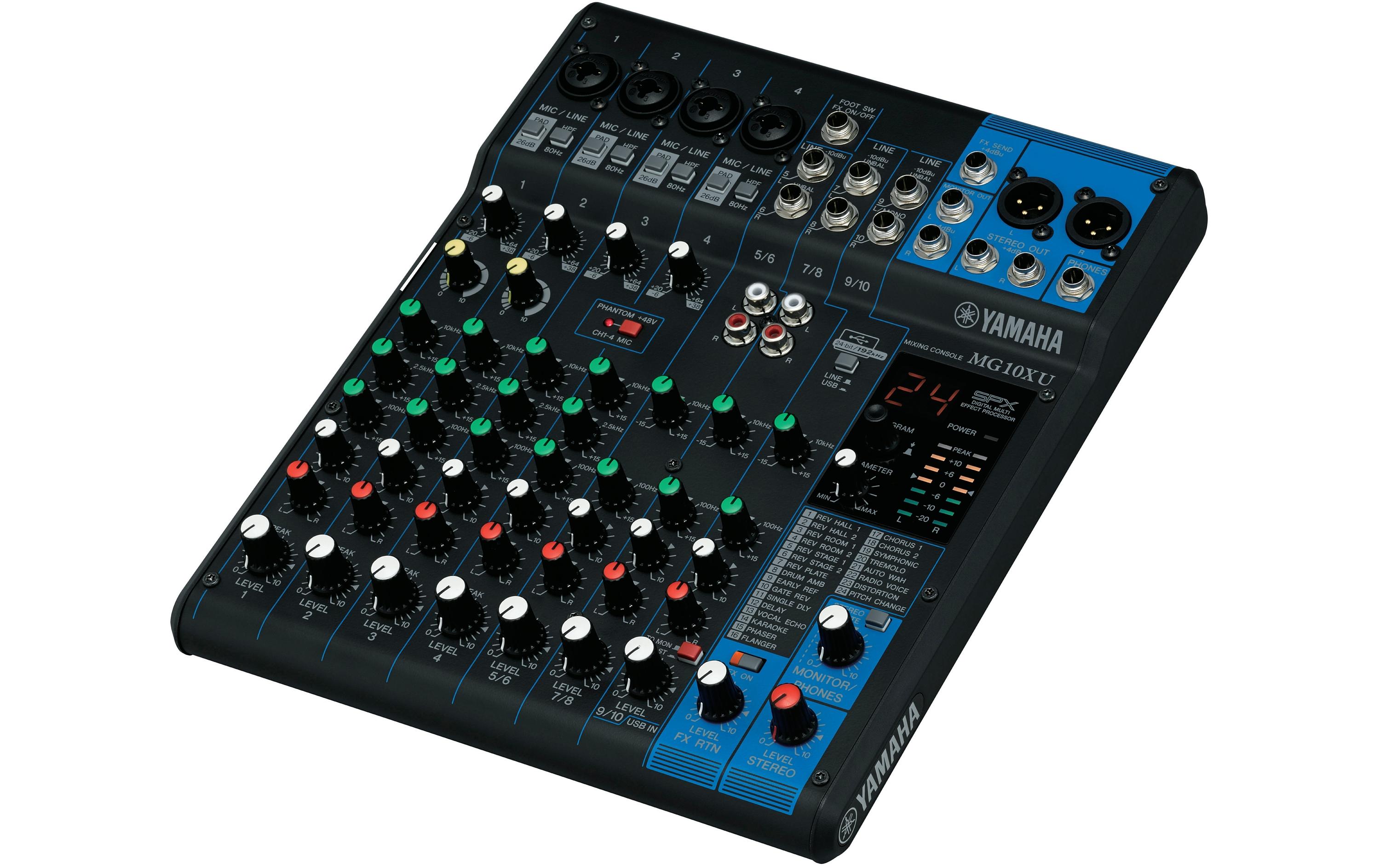 Mischpult MG10XU - 10-Kanal, analog<br>Drehregler-Version des 10-Kanal-Analogmixers mit Effektsektion und USB-Audiointerface