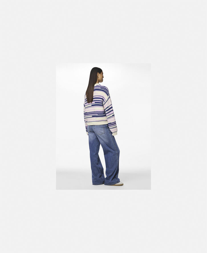 Pieces PCNUSA LS O-NECK KNIT BC Birch/bellwether blue   pink lavend