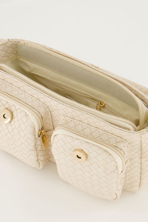 Beige schoudertas met structuur en twee vakken
