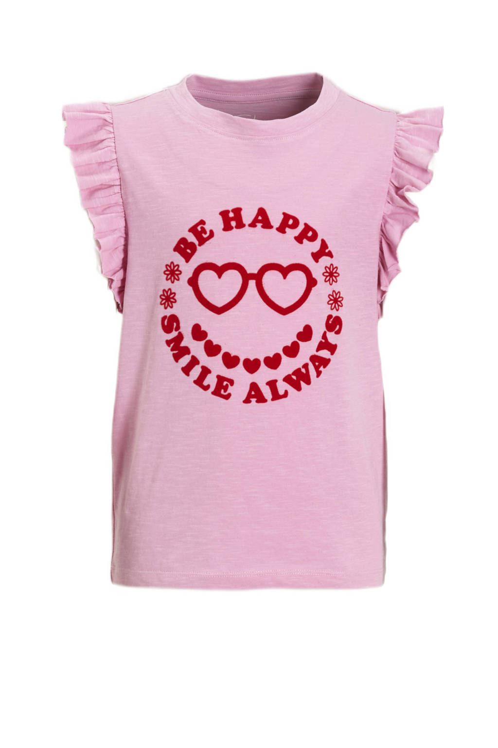 anytime T-shirt met ruffle roze