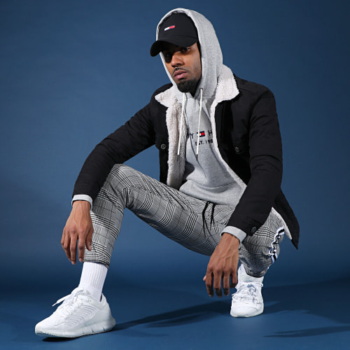 Sweat Capuche Core Tommy Logo 0752 Gris Chiné