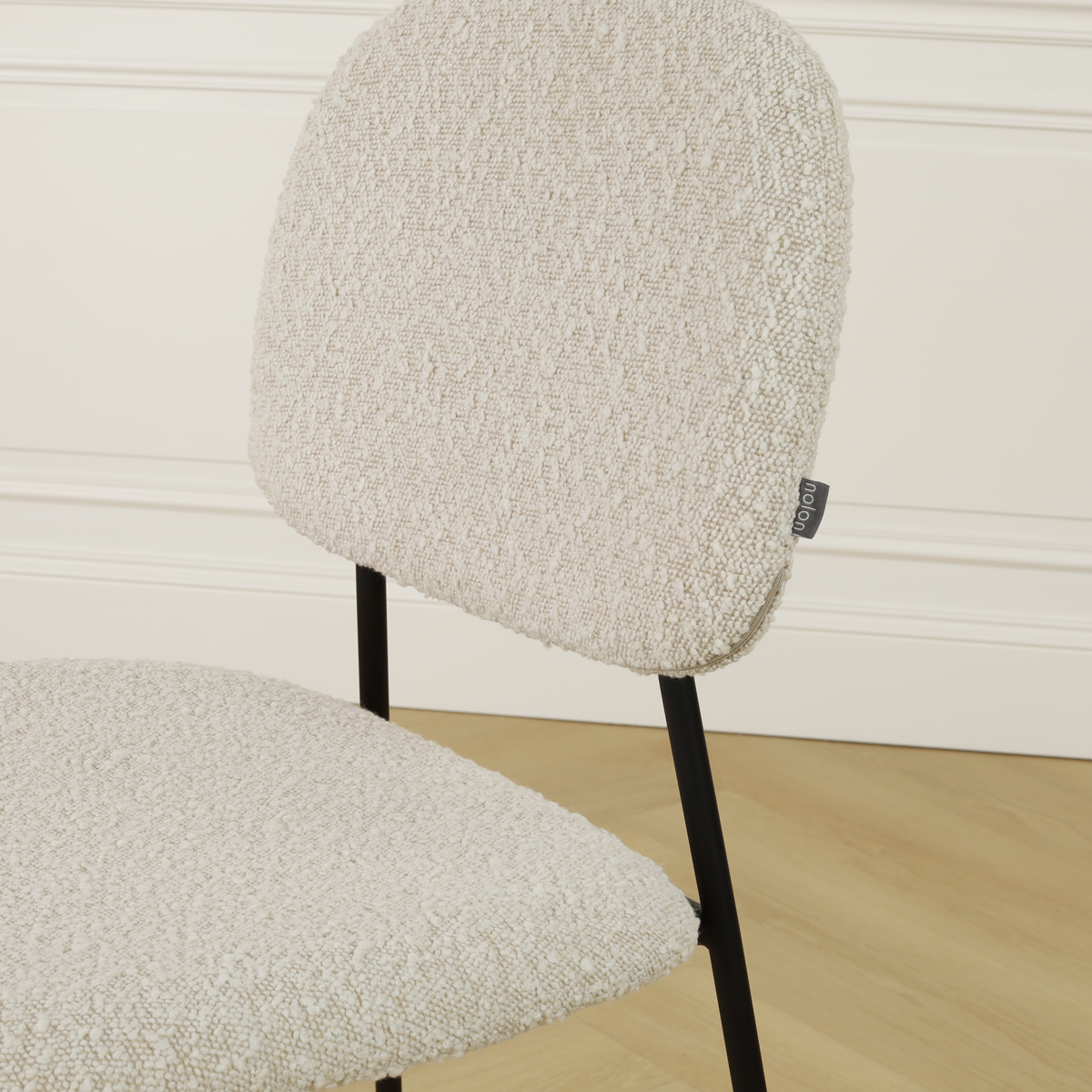 Nolon Jasmijn Eetkamerstoel Bouclé Beige - Zwart