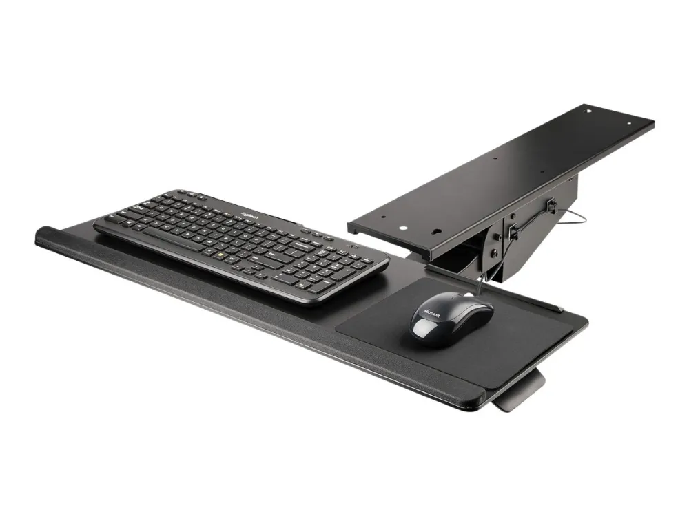 StarTech.com Under Desk Keyboard Tray, Full Motion & Height Adjustable Keyboard and Mouse Tray, 10