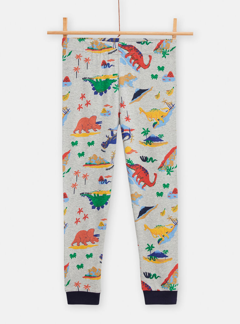 Pyjama en côtes gris imprimé dinosaures pour garçon