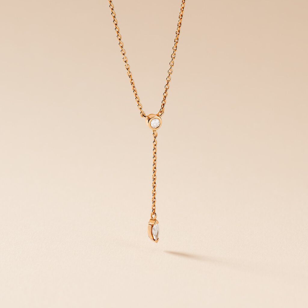 Collier Kenta Argent Rose Oxyde De Zirconium