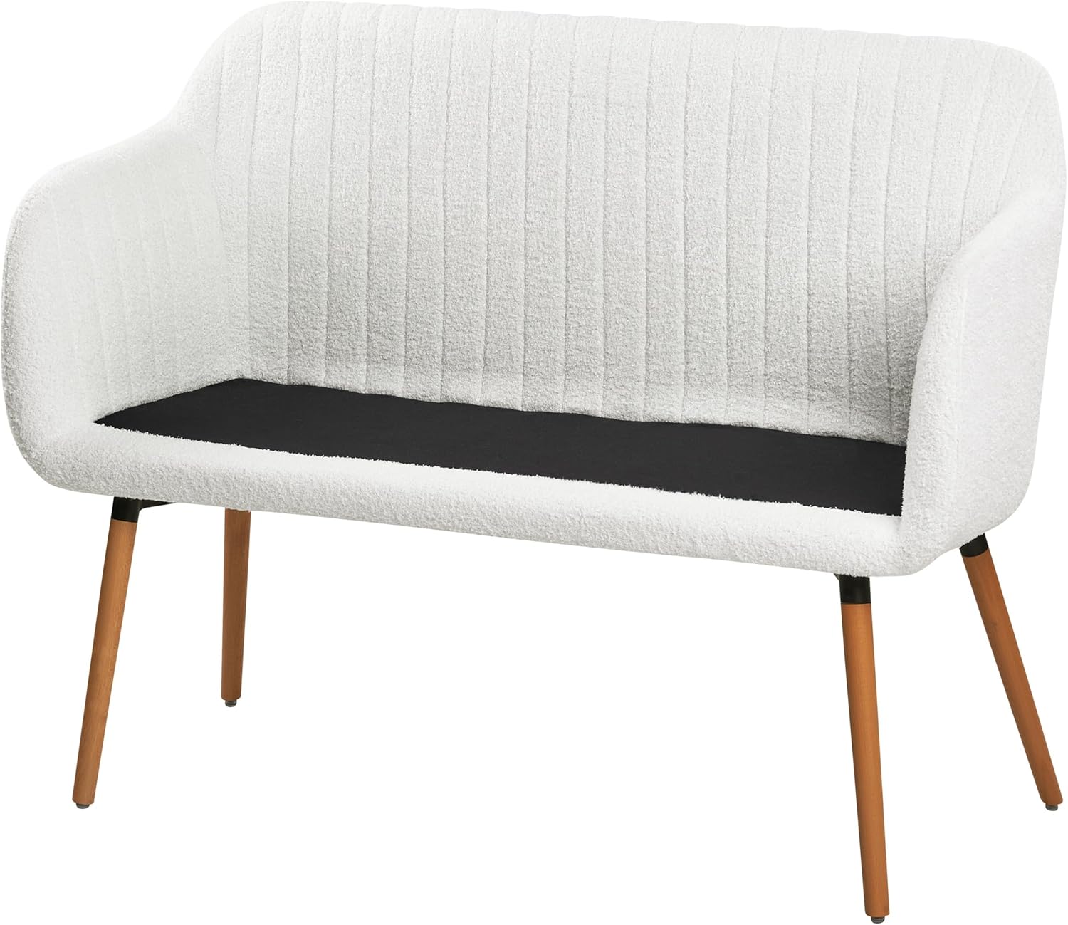 Beliani Modernes 2-Sitzer Küchensofa Bouclé Creme weiß mit Holzbeinen Taby