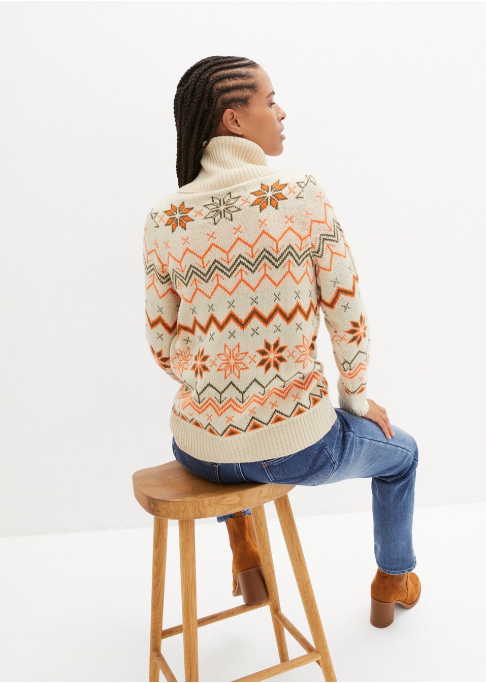 Pull col roulé avec motif norvégien