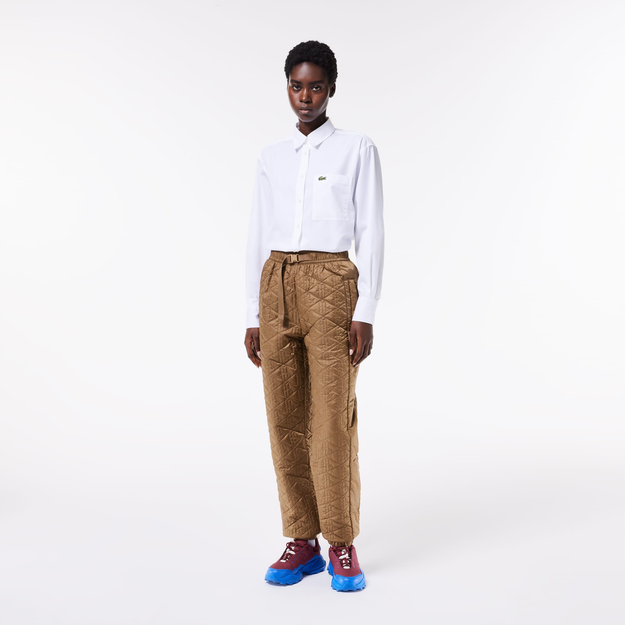 Pantalon de survêtement paddé motif monogramme Pantalons de survêtement - Marron - Lacoste - Femme