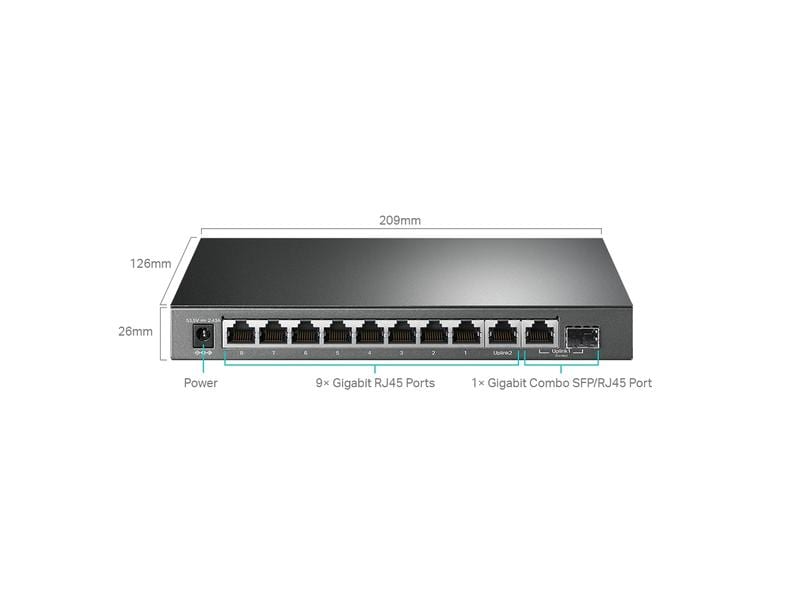 TP-Link PoE  Switch TL-SG1210MP 9 Port 10-Port Gigabit Desktop Switch mit 8-Port PoE