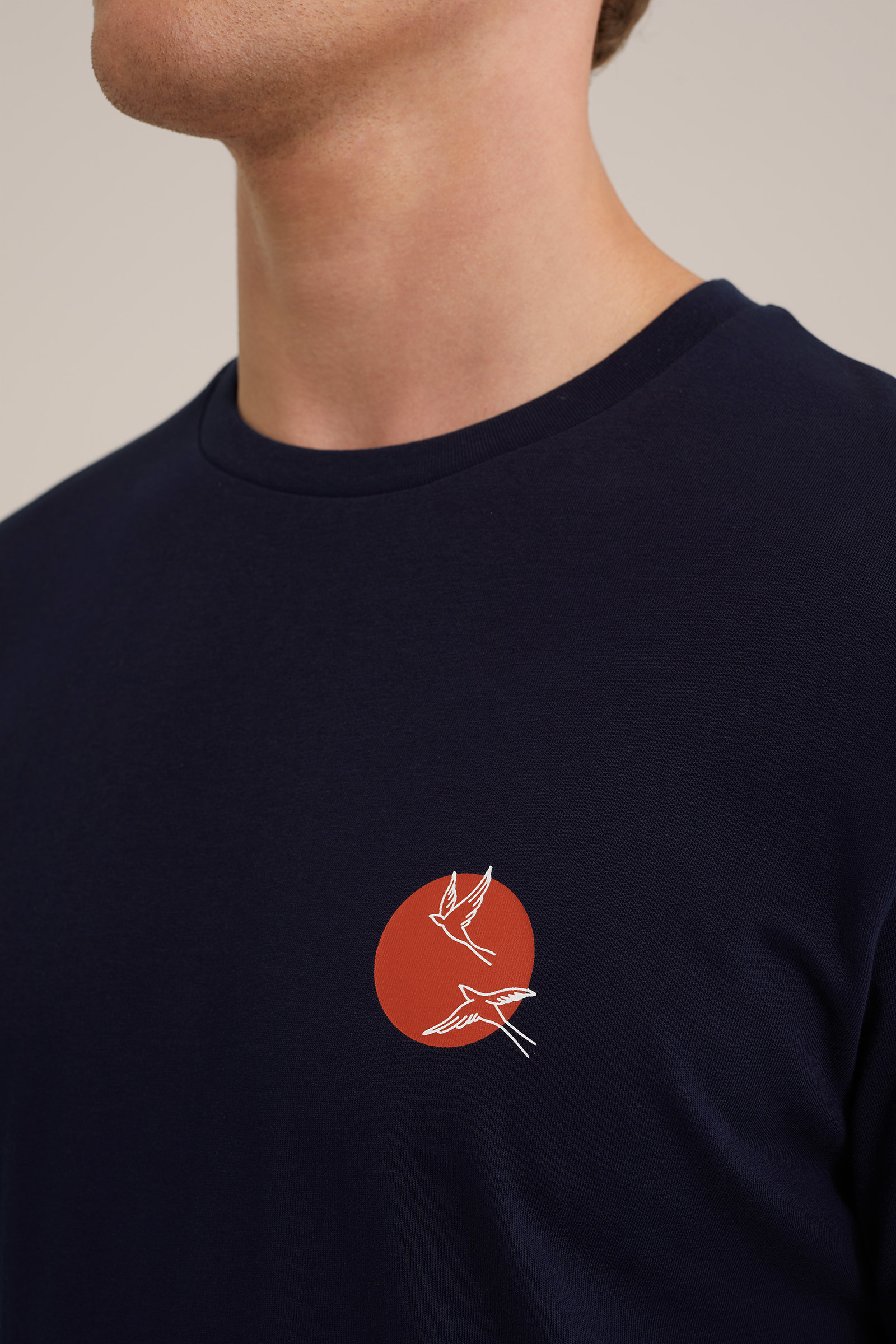 T-shirt met opdruk WE Fashion Marineblauw