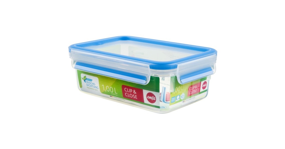EmsaClip & Close Vershouddoos 1 l  (Transparant/blauw)