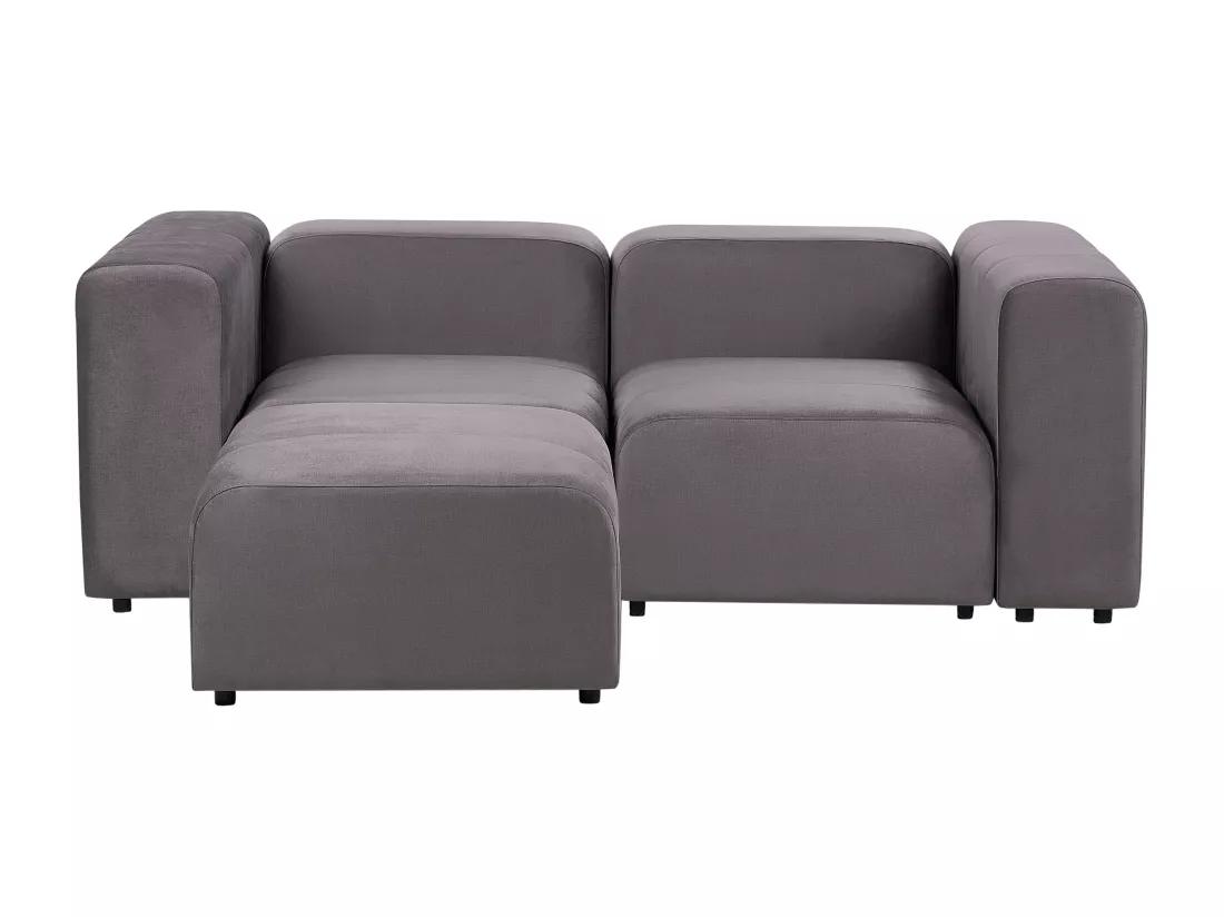 Canapé 2 places modulable avec ottoman en velours gris foncé FALSTERBO
