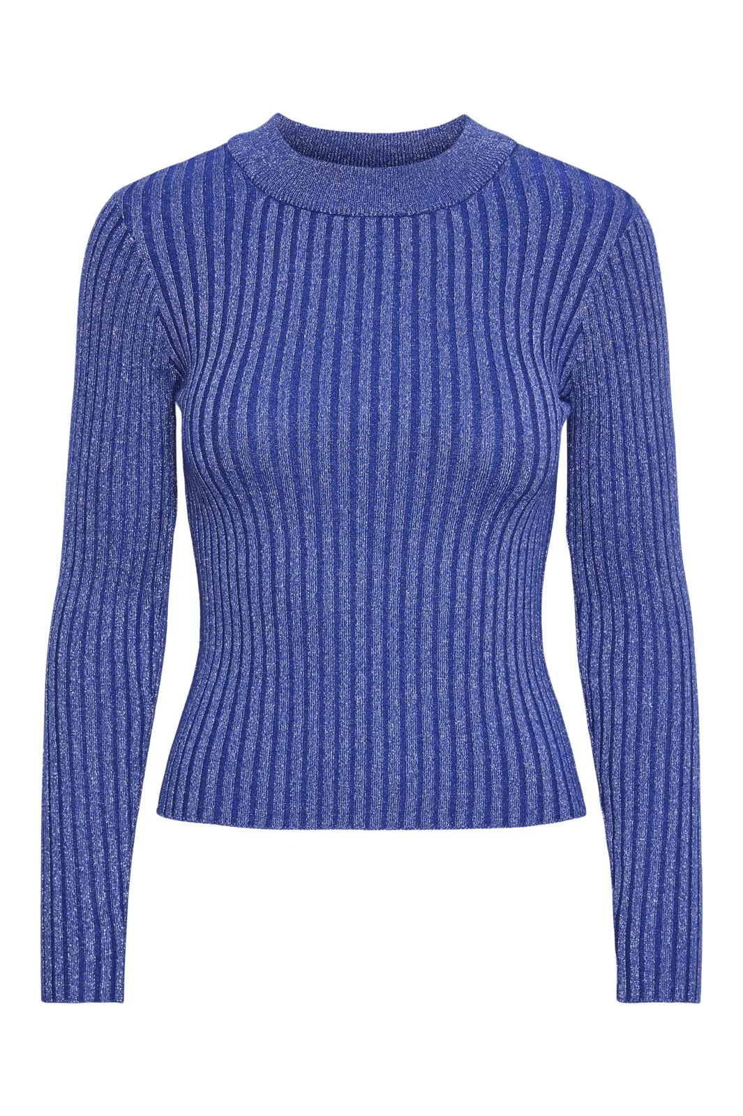 Pieces Pccrista Ls Lurex O-Neck Knit Mm 4584286 bellwether blue silver lurex