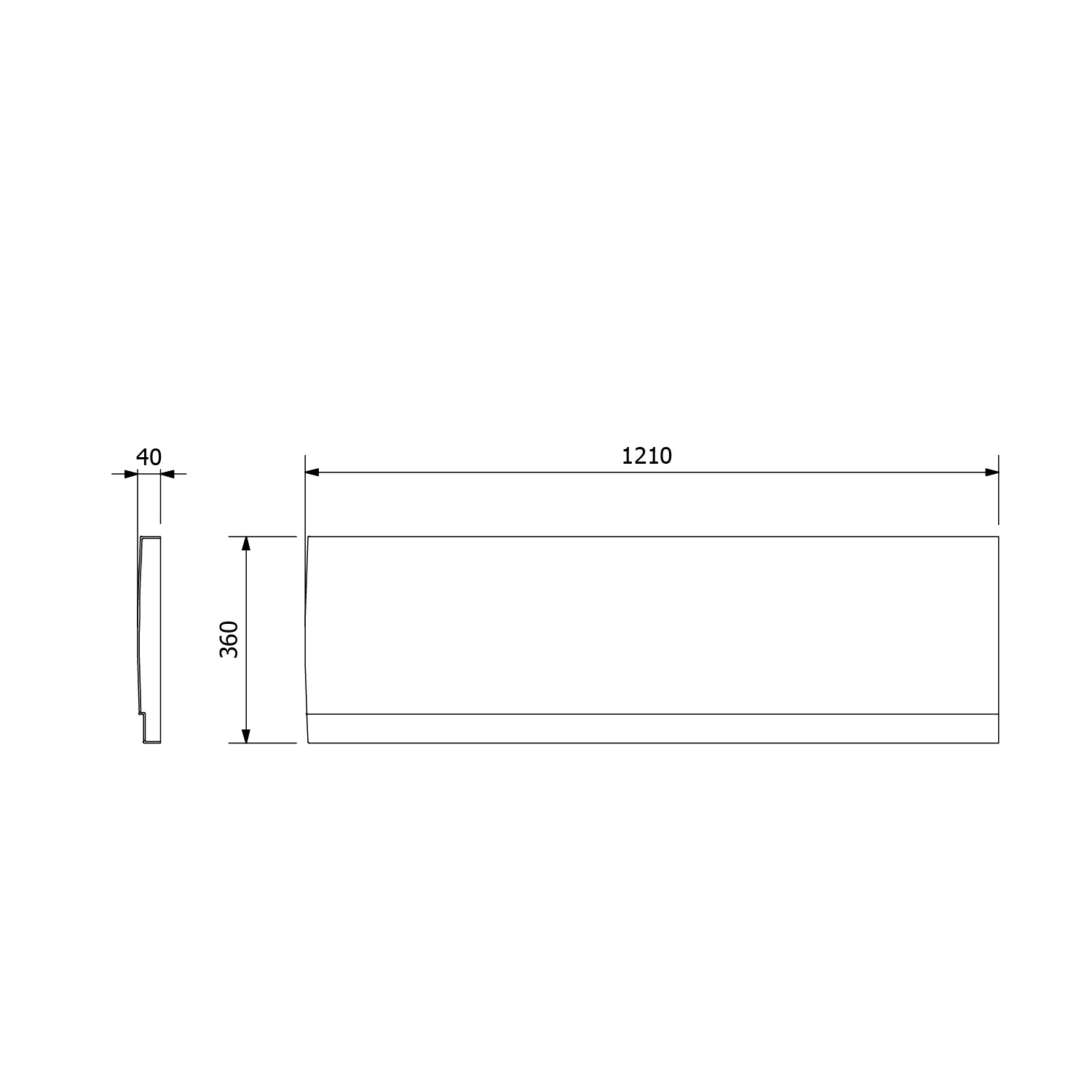 Polysan Deep Plain douchebakpaneel 120x36cm rechts wit