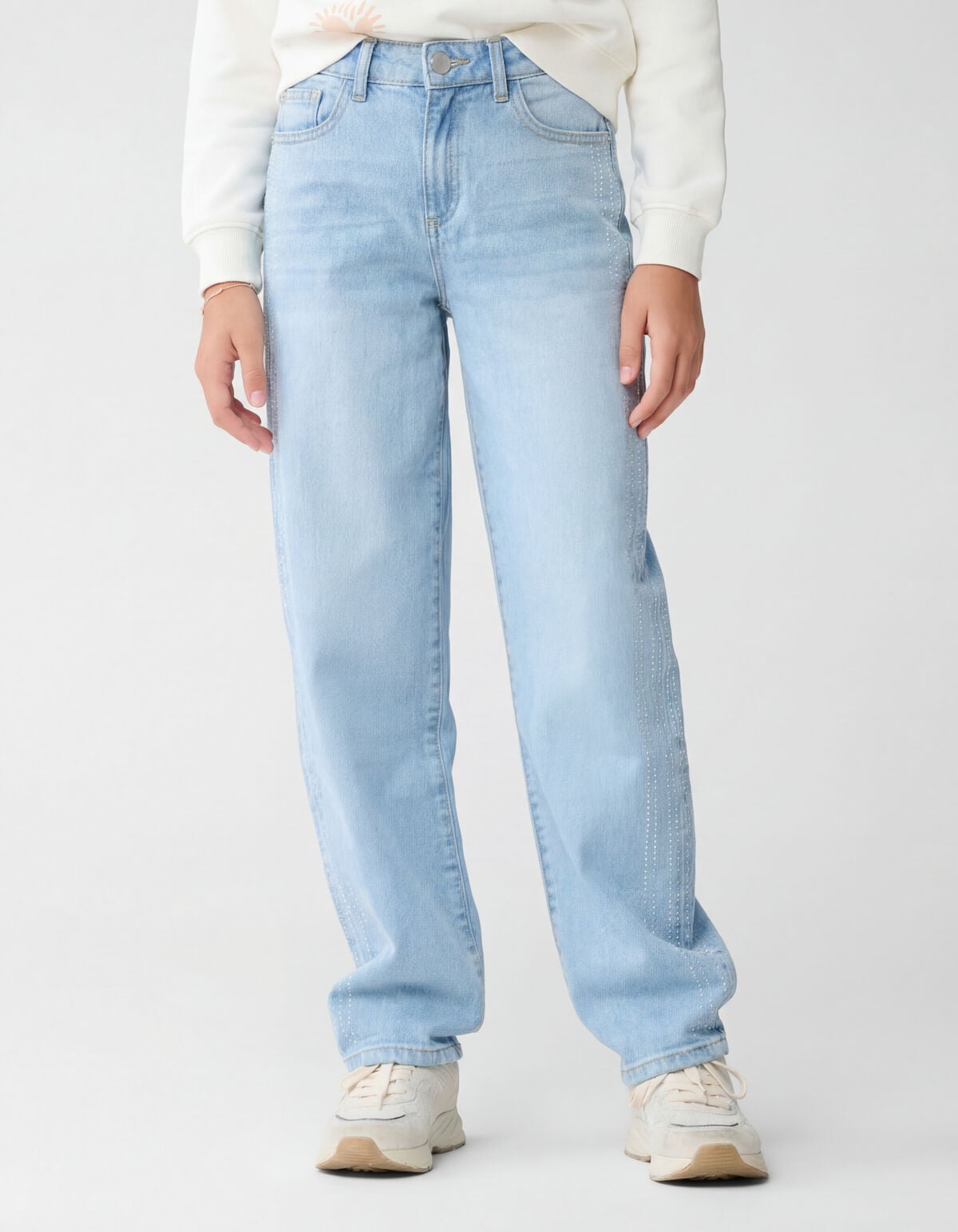 Strass Barrel Fit Jeans Blauw
