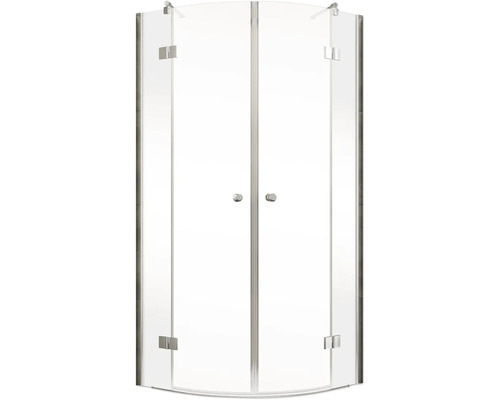 Schulte MasterClass R550 4-delige ronde douchewand, 80x80 cm, helder glas, chroom profiel, vierkante scharnieren