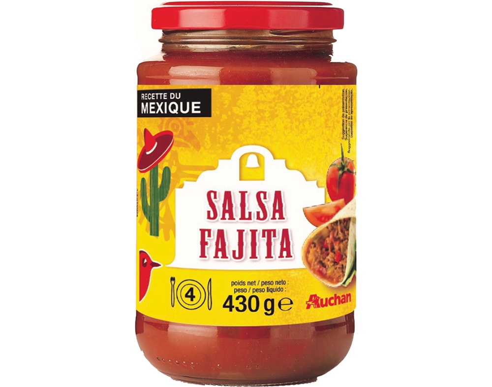 MOLHO AUCHAN A BASE DE TOMATE COM LEGUMES SALSA FAJITA 430G