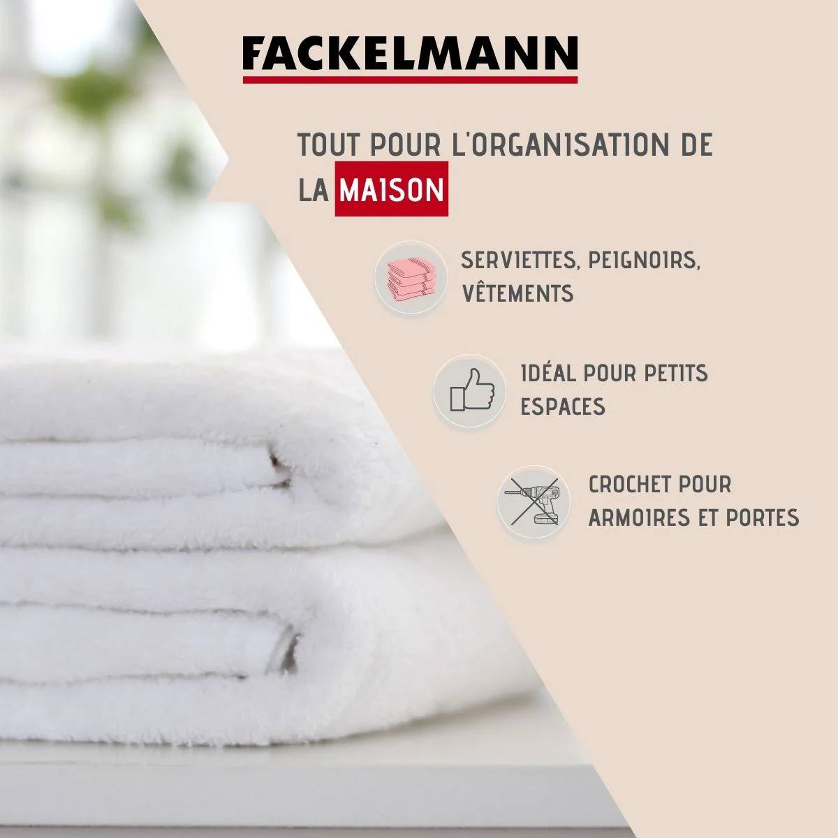Crochet de porte en acier inoxydable Tecno Fackelmann