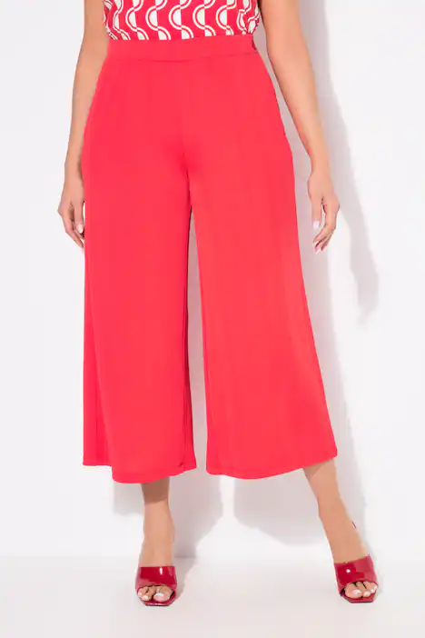 Culotte, Struktur, wadenlang, gerades Bein, Elastikbund, neon rot