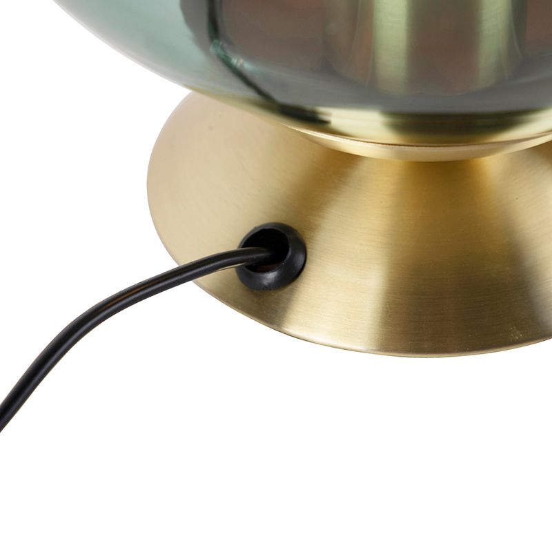 Art deco tafellamp messing met groen glas - Pallon