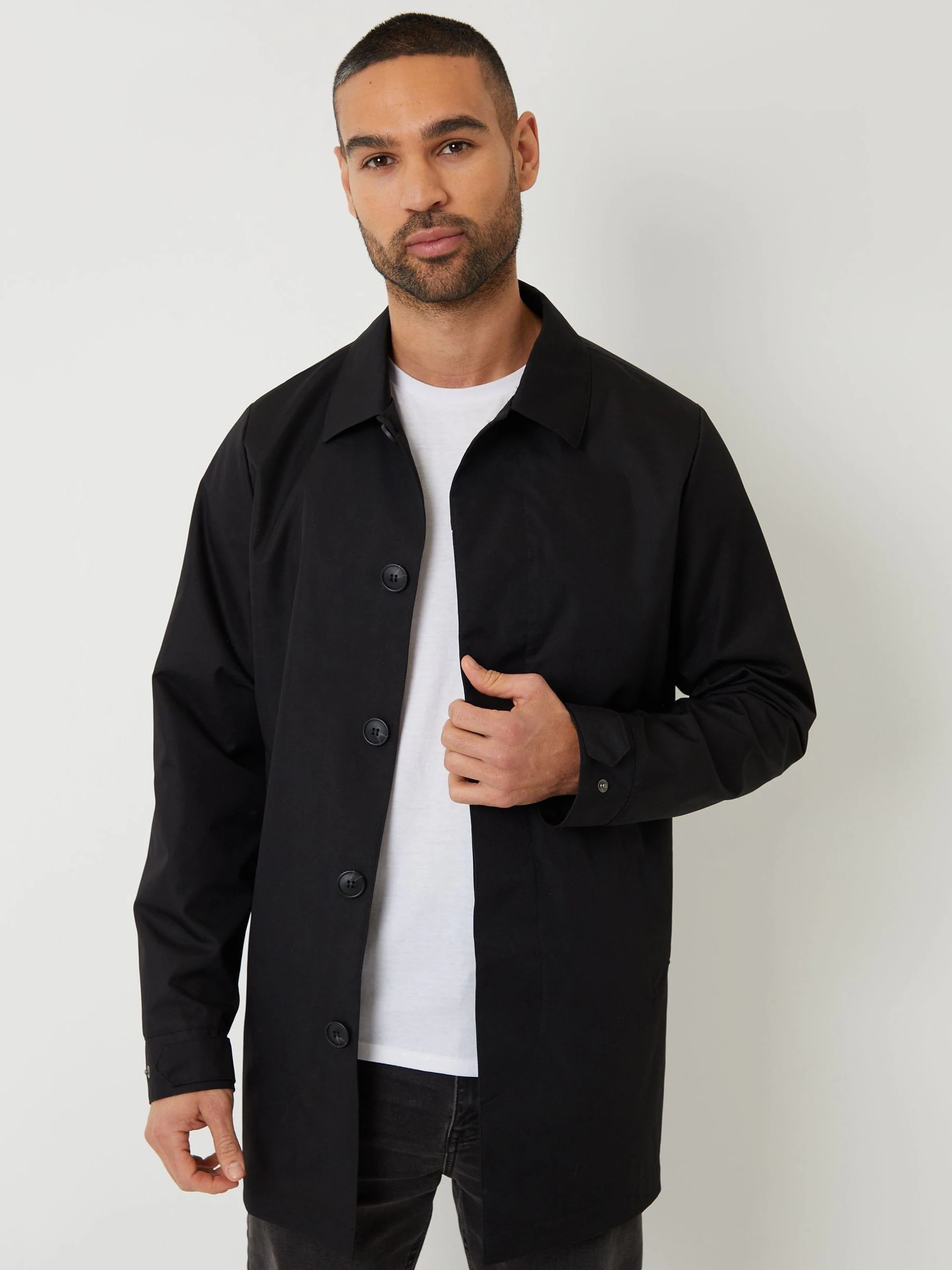 Zwart - Threadbare Showerproof Longline Trench Coat