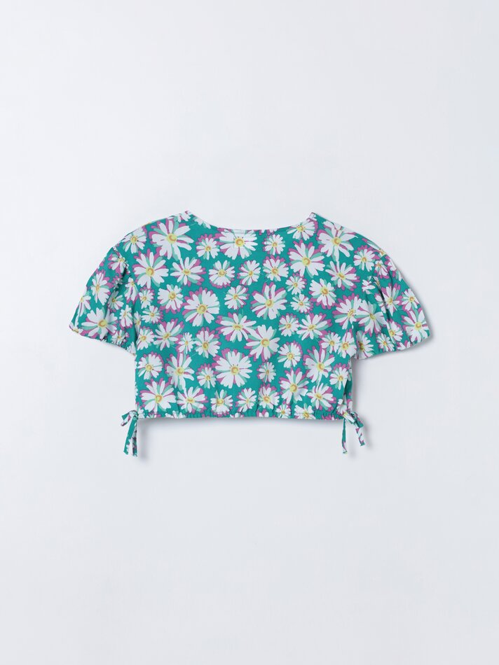 Camisa cropped estampada - Verde Esmeralda