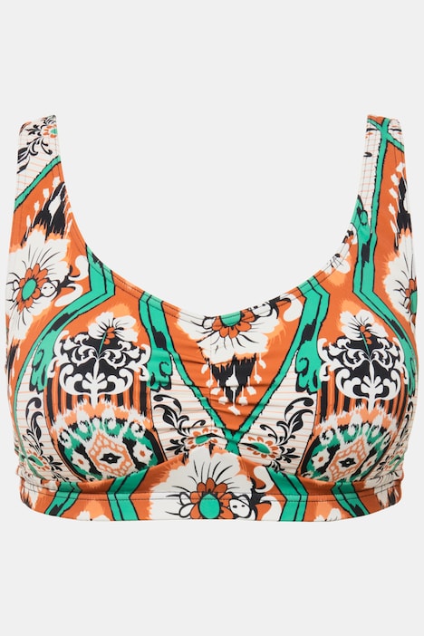 Bikini-Top, Softcups, Alloverprint, geraffte Büste