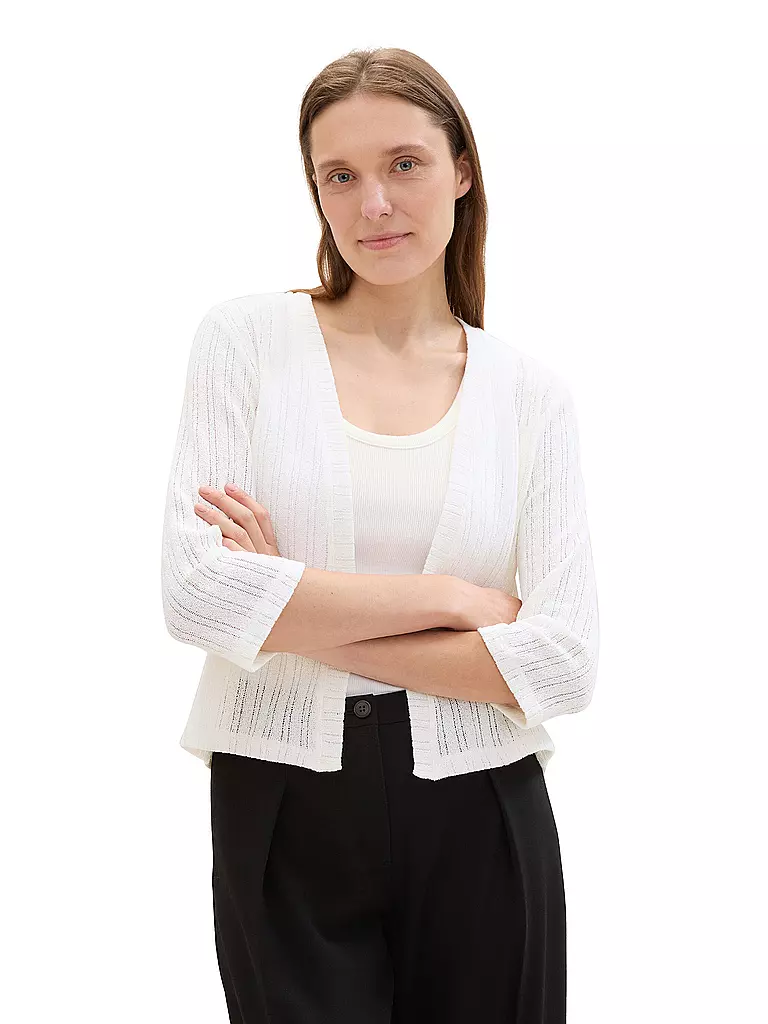 TOM TAILOR Strickjacke  weiss