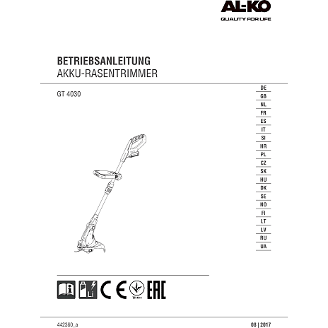 AL-KO Trimmer GT 4030 uden batteri og lader