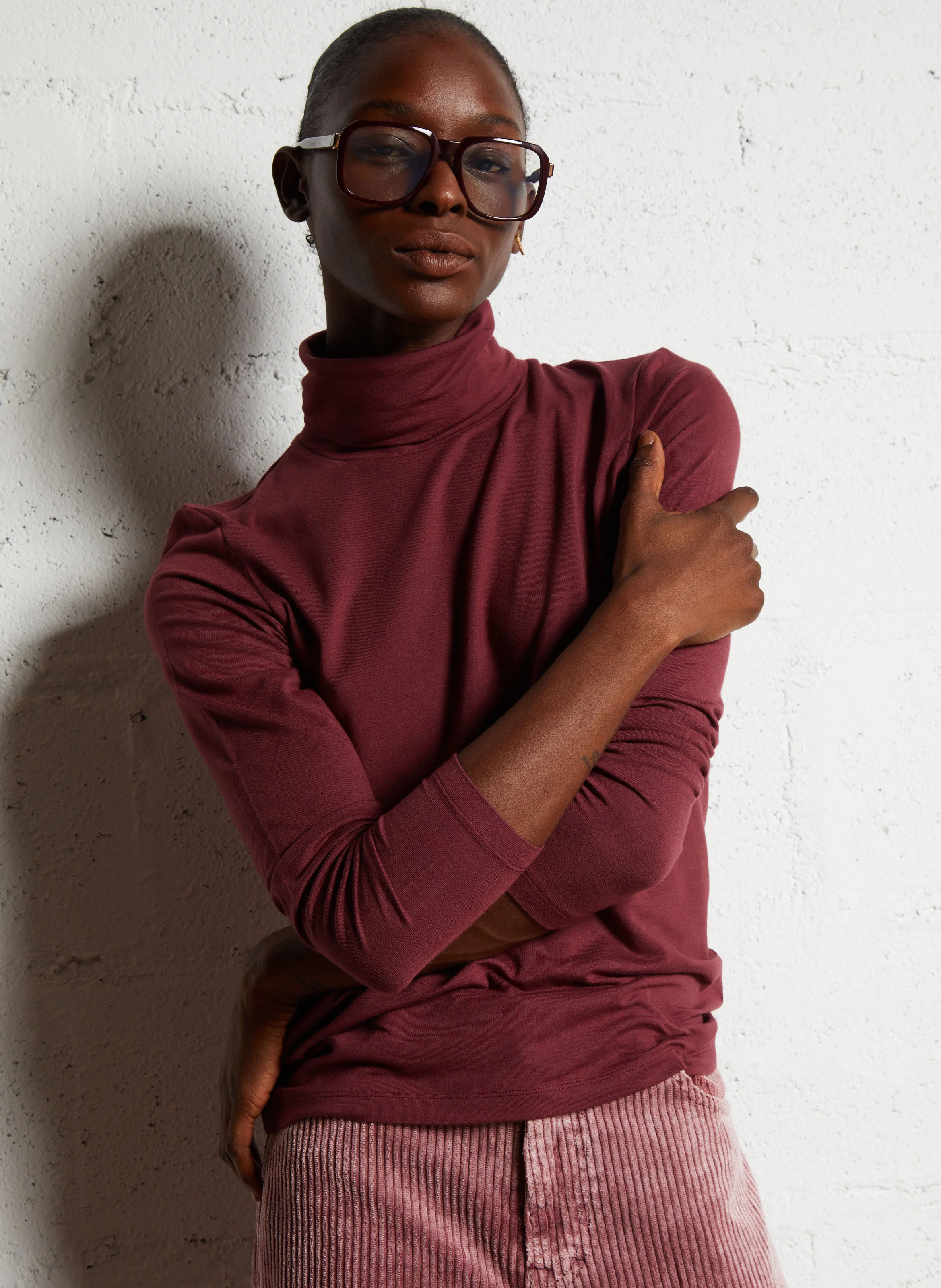 ELWIRE - Sous-pull col roulé droit | Violet