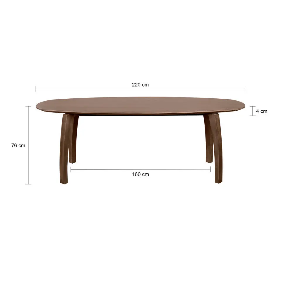 Lewis & Loft Eettafel Luna – Deens ovaal – 220 x 110 cm – Bruin