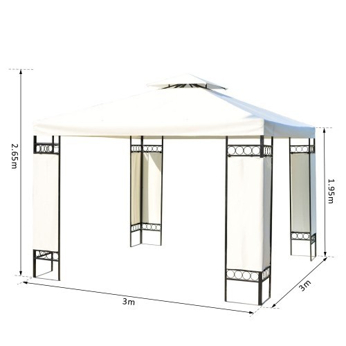 Tenda coberta Outsunny, preta e creme
