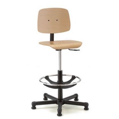 Siege technique TECNIK TB20 - tabouret assis-debout - hauteur réglable jusqu'à 78 cm - repose-pieds réglable - dossier - bois