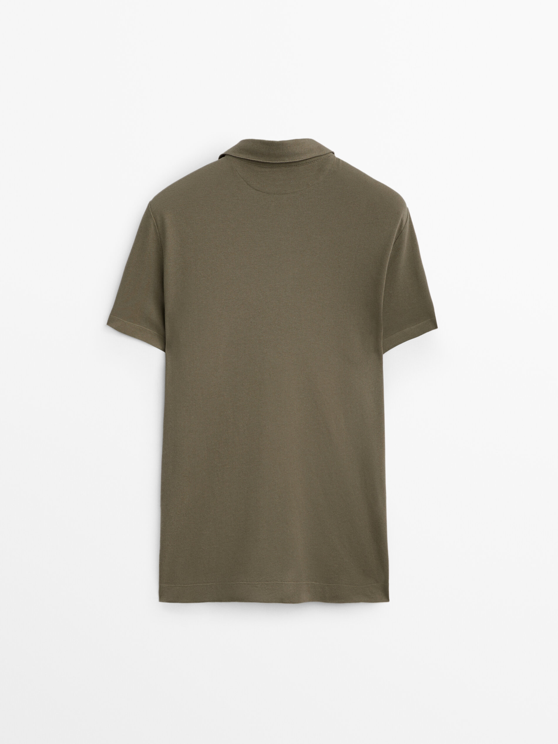 Camisa polo de edição limitada em mistura de algodão e linho - OLIVA