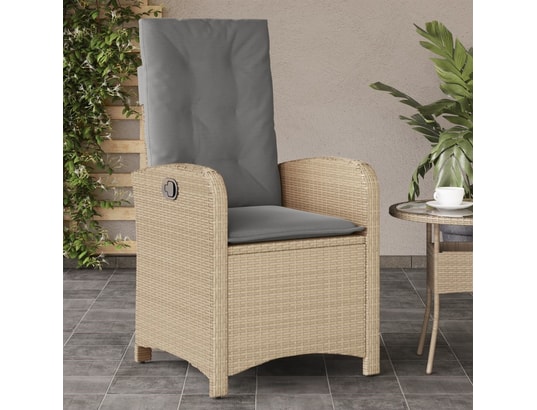 VIDAXL - Chaise inclinable de jardin coussins mélange beige poly roti...