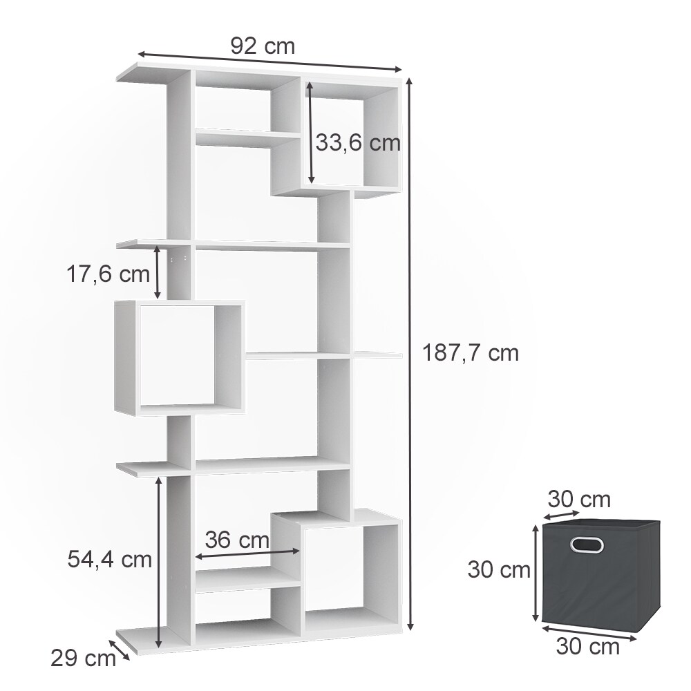 Vicco Bücherregal Raumteiler Standregal Würfel Weiß Wandregal Hochregal Faltbox