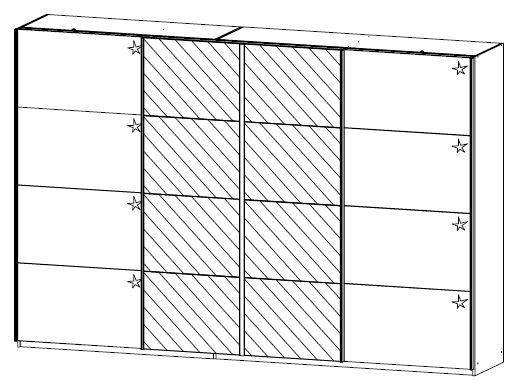 Schwebetürenschrank - Sonoma Eiche-weiß Hochglanz - 316 cm