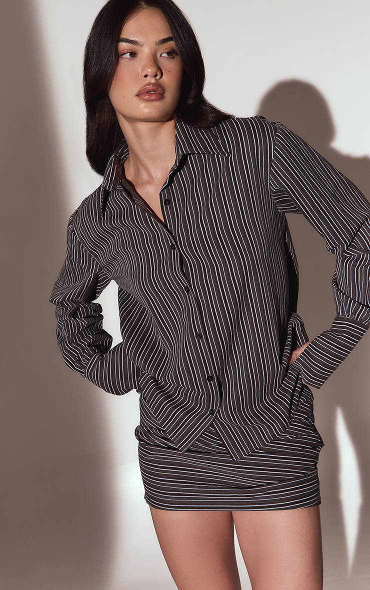 Noir Jupe Co-ord À Rayures Asymétriques