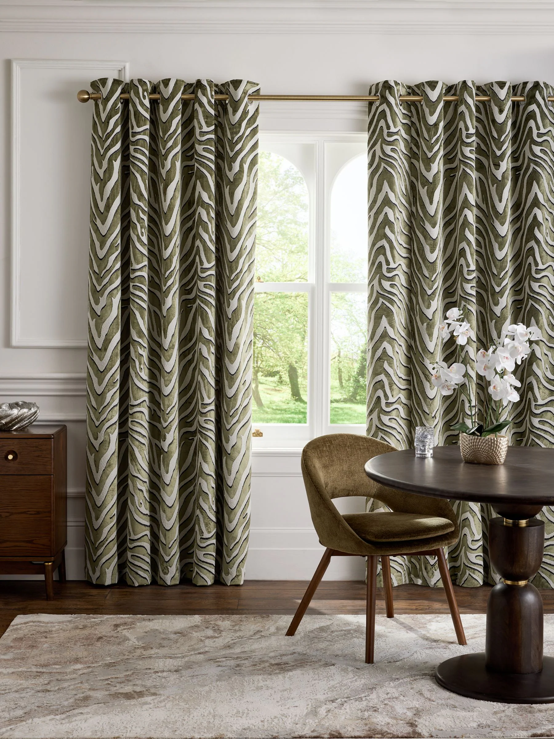 Collection Luxe Heavyweight Velvet Animal Print Eyelet Lined Curtains