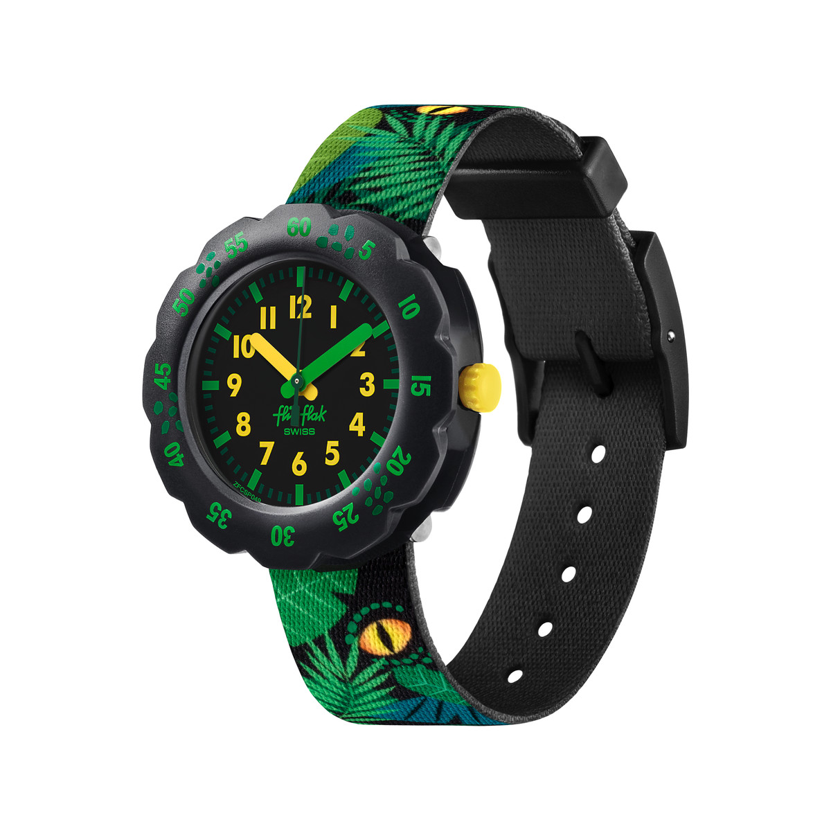 Montre Flik Flak enfant plastique tissu vert